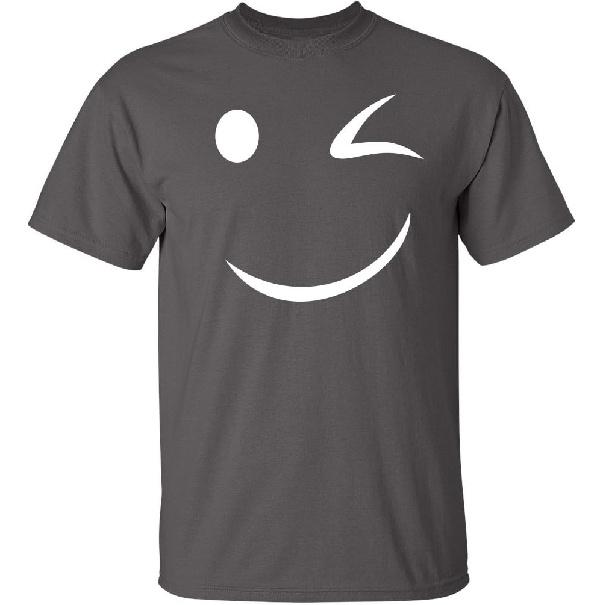 Happy Wink Smile Face Winking Funny T Shirt | Funny Shirts for Men Casual Style | Novelty T-Shirts USA Printed Shirt