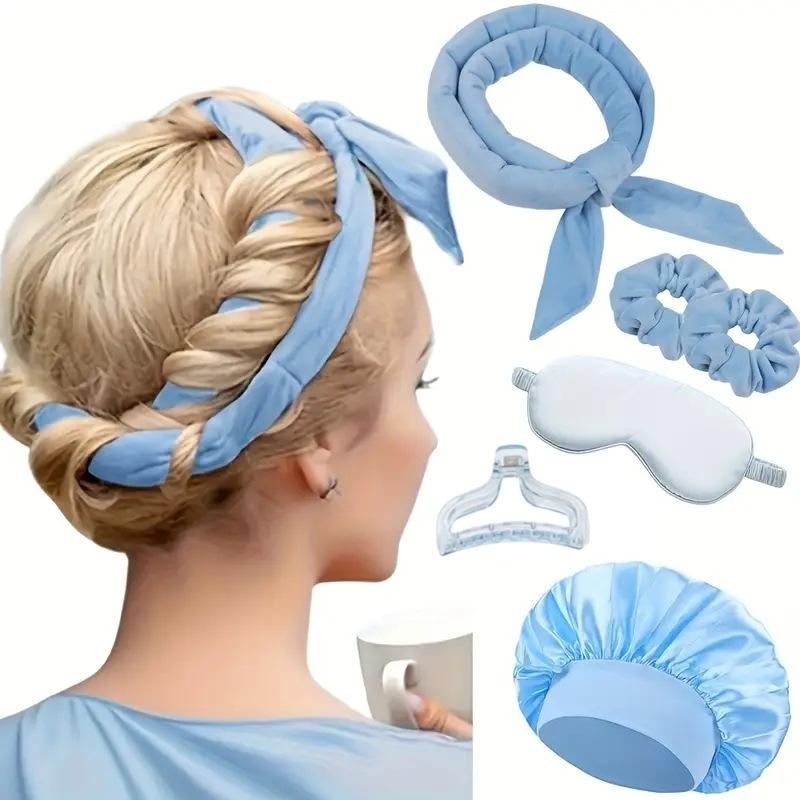 TikTok Heißverkauf Hitzefreier Lockenstab Stirnband Über Nacht Ohne Hitze Große Welle Fauler Haarwickler Set LED Scrunchies Clips