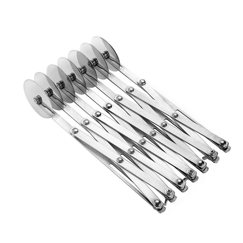 Wheel Stainless Steel Pizza Cutter, Adjustable Dough Cutter, Pasta Shaker серебряный