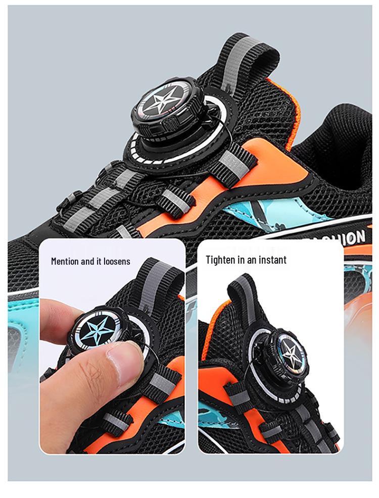 Summer 2025 Boys' Non-Slip Breathable Mesh Leather Sports Shoes