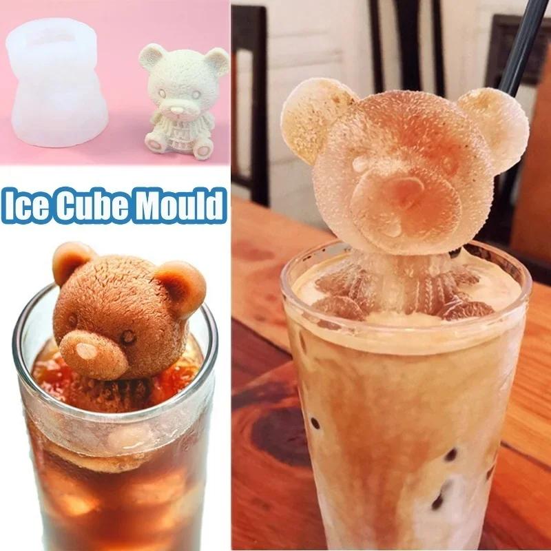 DIY Little Bear Ice Mold Food Grade Silicone Ice Box Household Cartoon Model Coffee Ice Film Bear Ice Cream Mold  Ice Tray