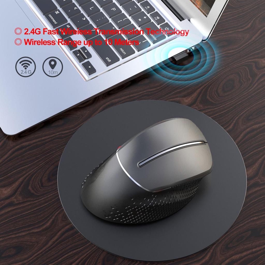 Ergonomic Vertical 2.4G Wireless Mouse with Comfortable Grip