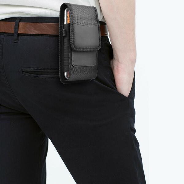 Evrensel Dikey Naylon Kılıf Taşıma Cep Telefonu Kılıfı Kemer Klipsi Tutucu Kılıf Kılıfı Kart Yuvası ile