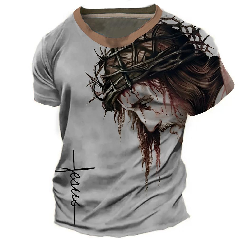 Men's Graphic Cross T Shirt Tee Short Sleeve T shirt 3D Print Crew Neck Shirt Vintage Fashion Designer Casual Daily Outdoor Black