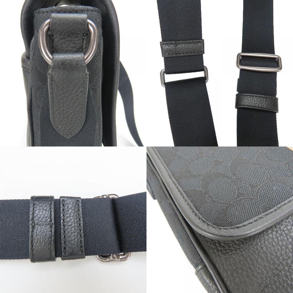 Used COACH Shoulder Bag C6583 Signature canvas/leather black Diagonally hung