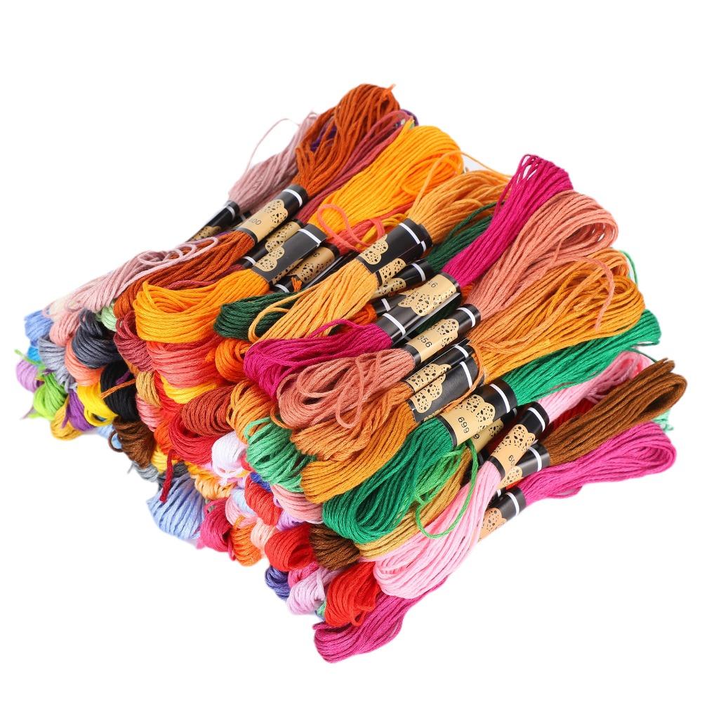 100 Stück Regenbogenfarben Stickgarn Polyester Baumwolle Bastelgarn Kreuzstichgarn Stickerei