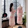Gentle French Princess Pink Floral Chiffon Dress