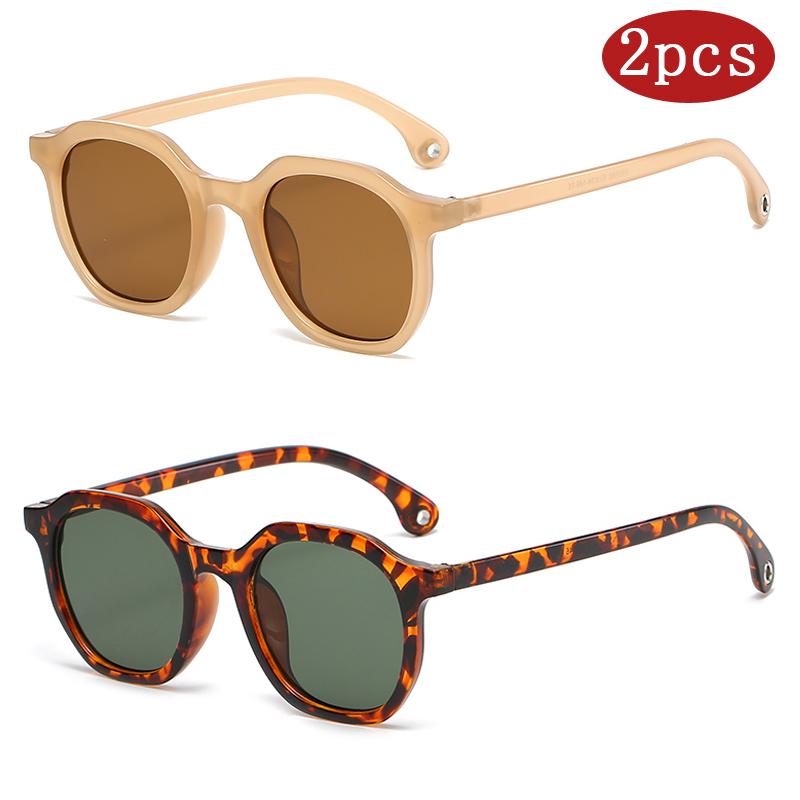 2pcs Classics Polygonal Sunglasses Women Trendy Brand DesignerSmall Framed Sun Shade Outdoor Glasses Female Popular Eyeglasses