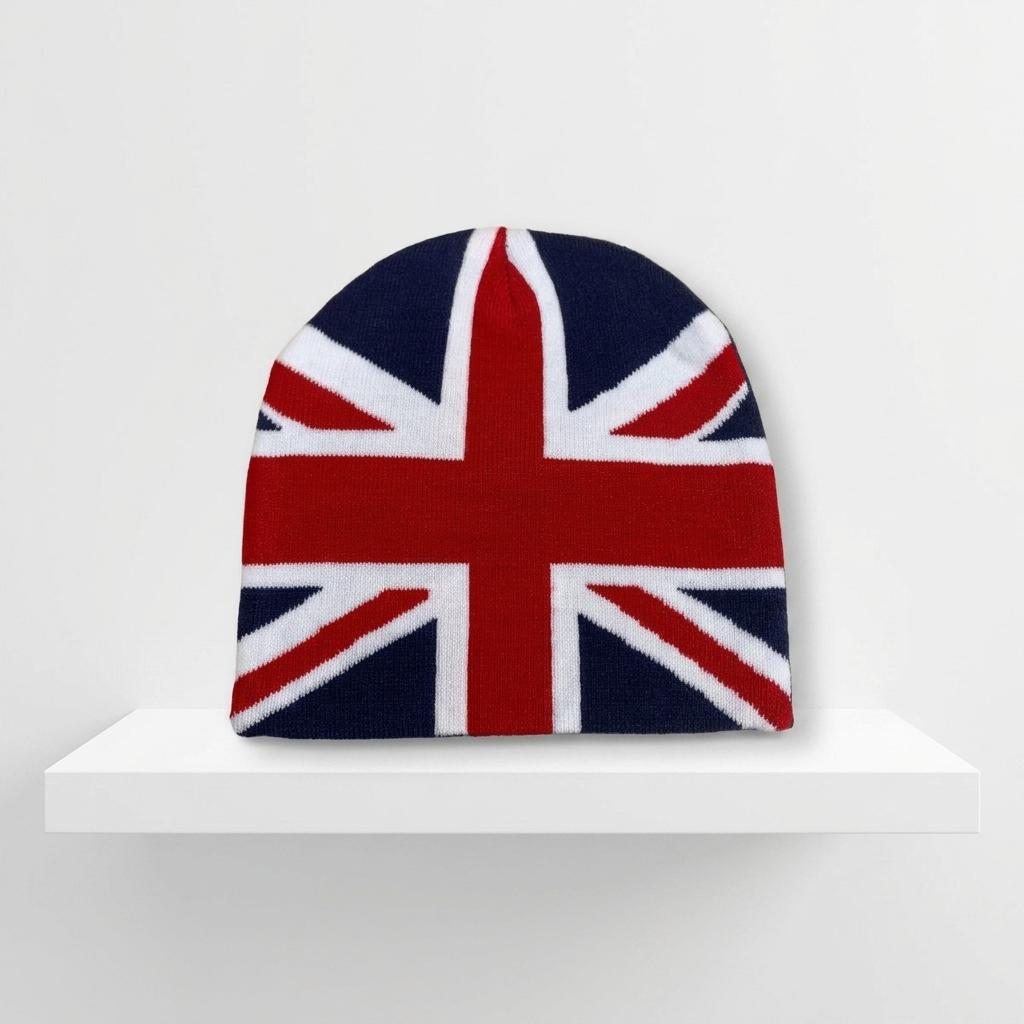 2026 UK English Union Jack Flag Jacquard Knitted Winter Warm Beanie Hat Children Adults Unisex Fashion High Quality