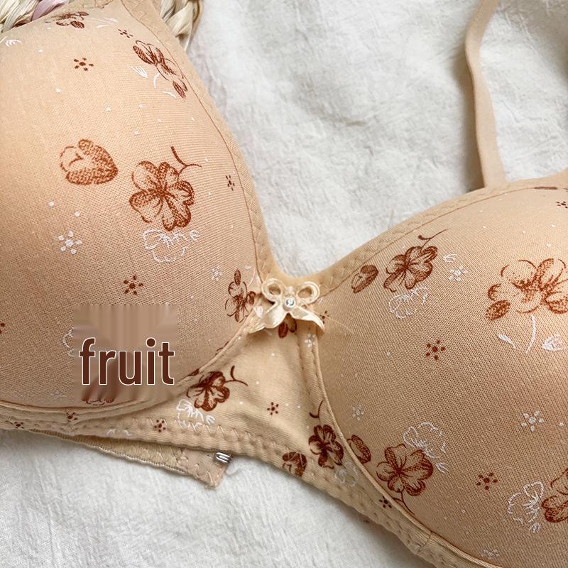 Women's Printed Wireless Push-Up Bra with Two-Row Buckle
