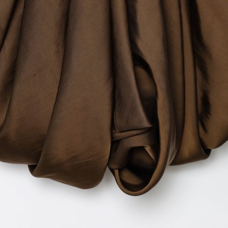 Kaslead New Women Clothes Western Style Versitile Fashion Silk Satin Texture Pleat Top 3776019