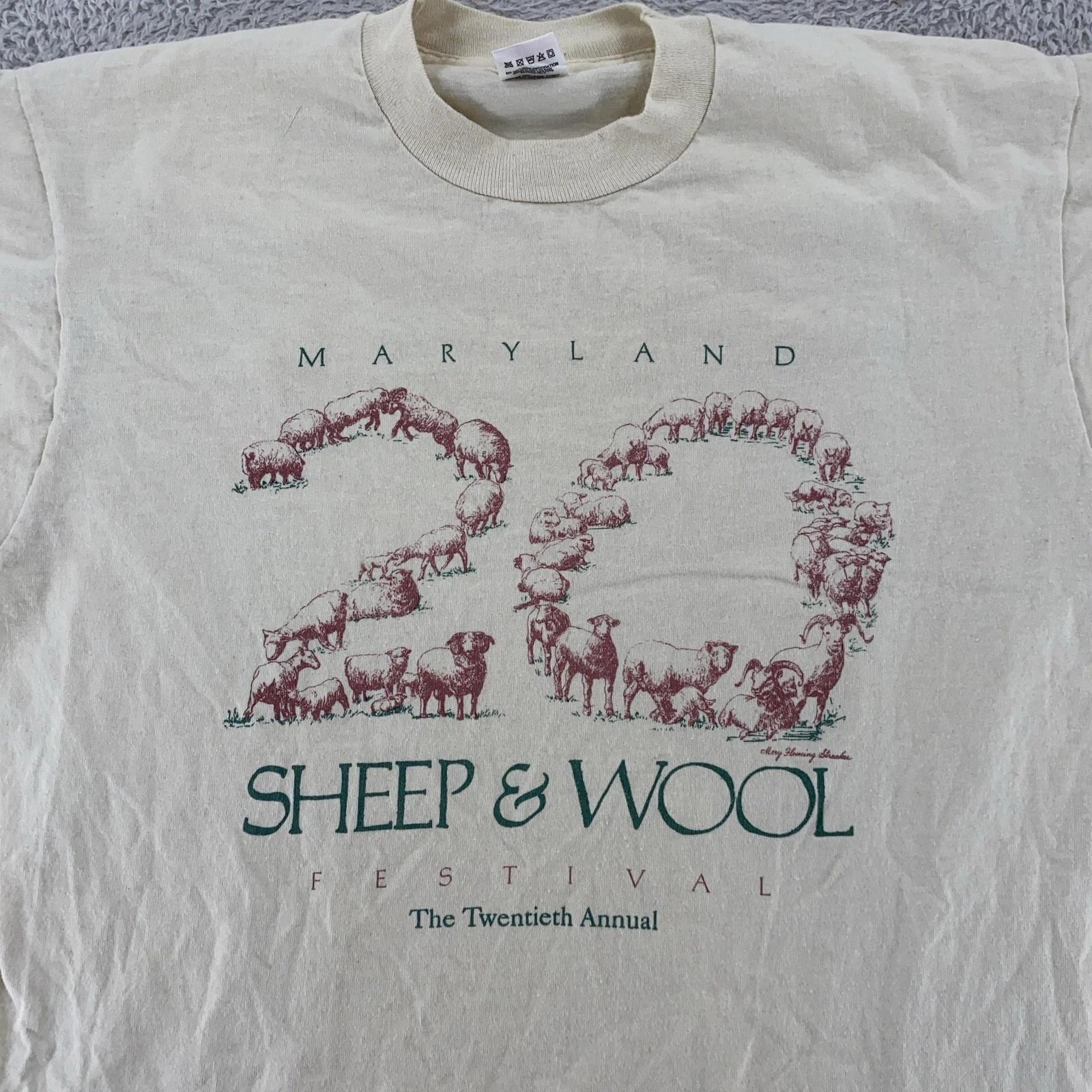 

Vintage 90s Maryland Sheep & Wool Festival Shirt Mens M/L 20th Annual Ram Tee M