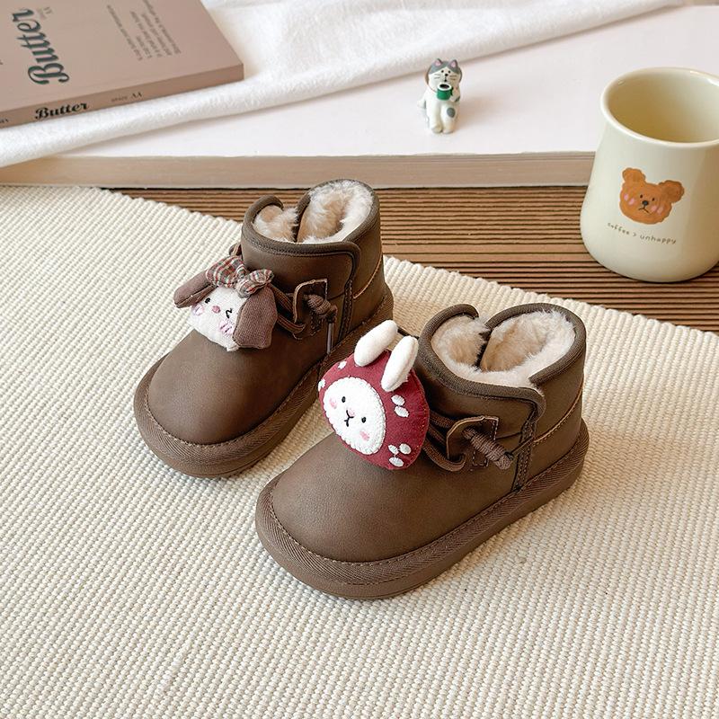 

Children s fleece-lined thickened snow boots for winter, waterproof, non-slip, warm cotton boots for girls and boys 22Inner Length14.5cm коричневый