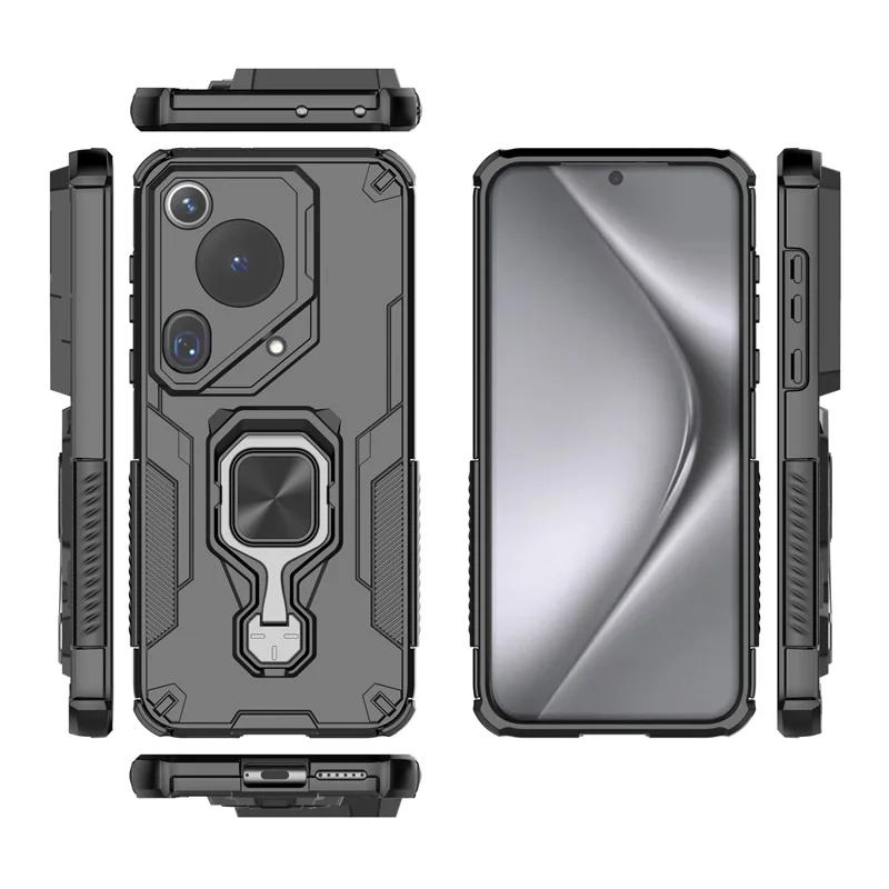 Shockproof Armor Holder Case For Huawei Pura 70 Ultra 70Pro Plus Car Magnetic Ring Lens Protect TPU+PC Back Cover for Pura70 Pro