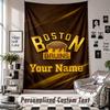 Wall Hanging Tapestry With Custom Name & Text, Boston Bruins Decorative Tapestry For Bedroom