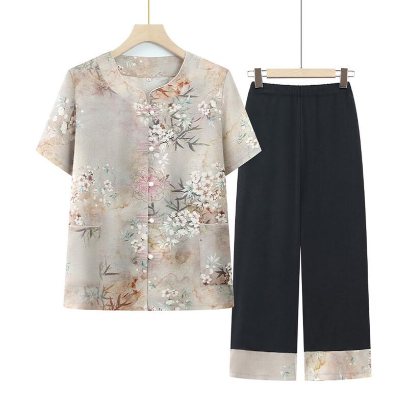 Elegant Women's New Chinese Style Embroidered Summer Two-Piece Set