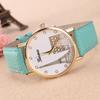 Eiffel Pattern Tower Watch Pu Strap Quartz Wrist Watch Decoration Gift Fashion