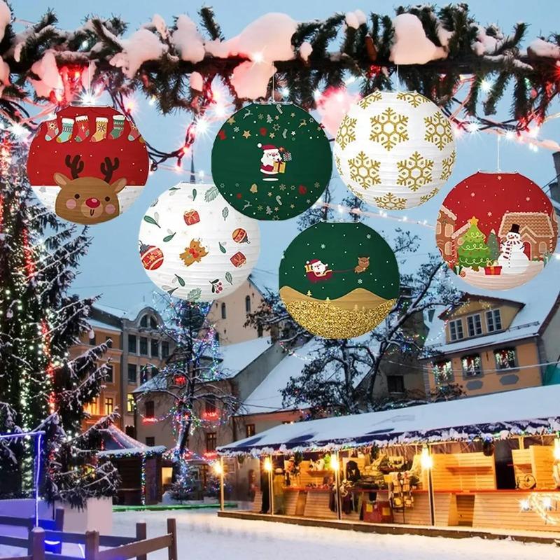 1-20 STÜCKE Weihnachts-Papierlaternen Weihnachtsmann Schneemann Elch Hängelaterne Weihnachtsfeier Dekorationen Feiertags-Heimdeko Geschenke