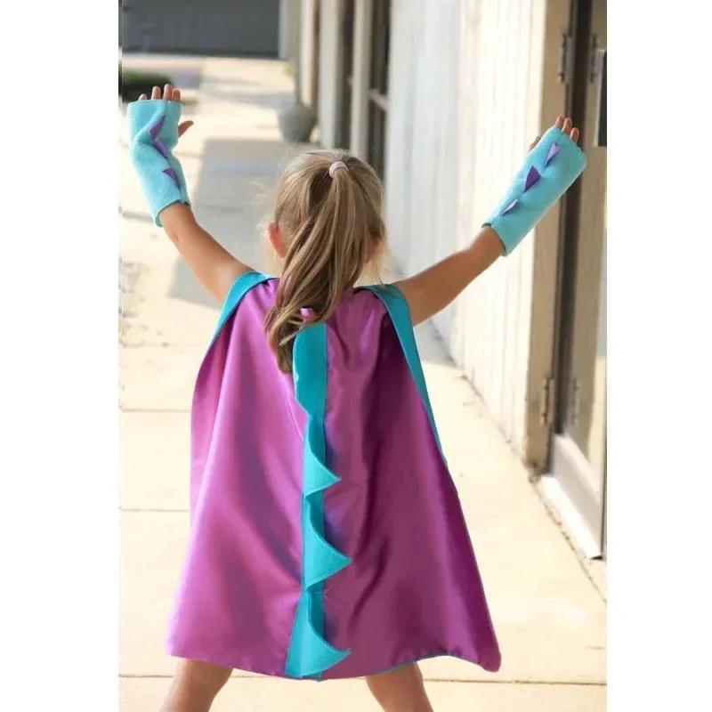 Children Halloween Dinosaur Cloak and Gloves Costume Colors Cosplay Dinosaur Clothes Mask Fancy Cape Birthday Party Dress - Up