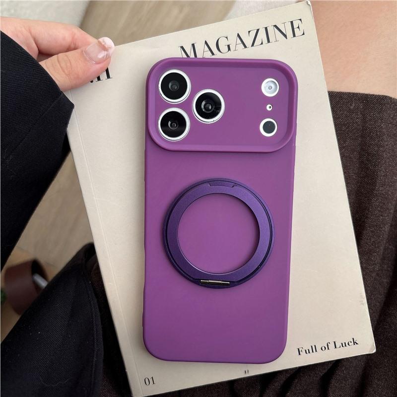 Applicable to Apple 17 Pro mobile phone case, simple skin feeling, metal ring bracket, Apple 16 anti-drop 15 protection 14 sets
