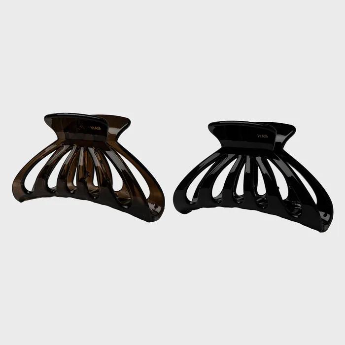 HMS007 Open Fan Hairclip (Brown, Black)