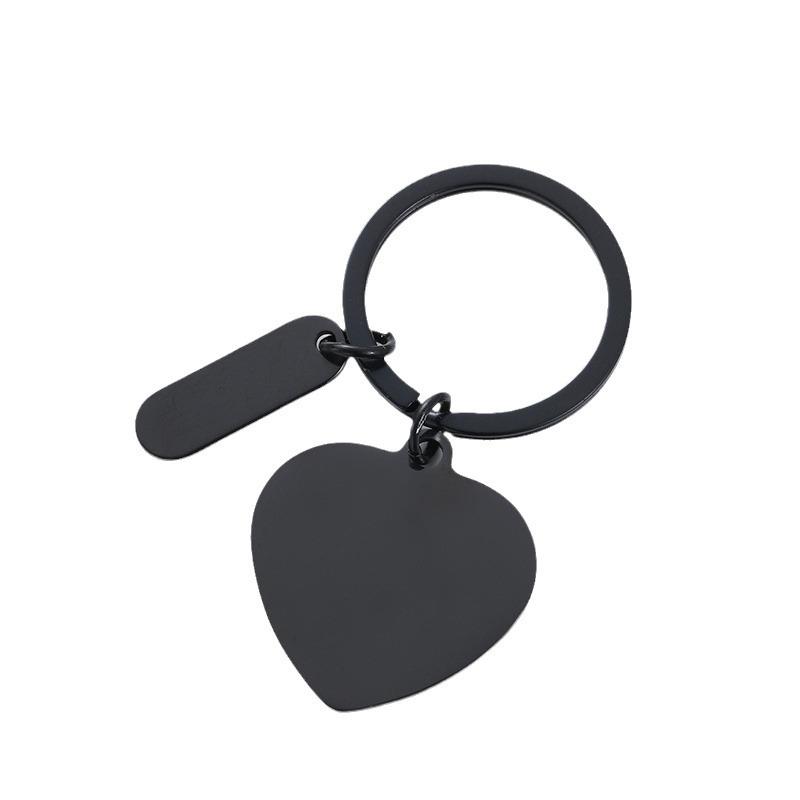 Heart-Shaped Stainless Steel Keyring with Laser Color Printing - Perfect for Engraving & Festival Gifts