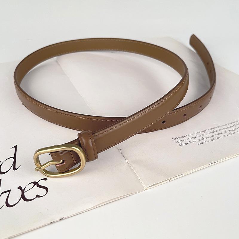 Women's Genuine Leather Thin Belt Casual Pants Jeans Korean Style Fashionable Versatile Simple Leather Pants Belt Women's Belt