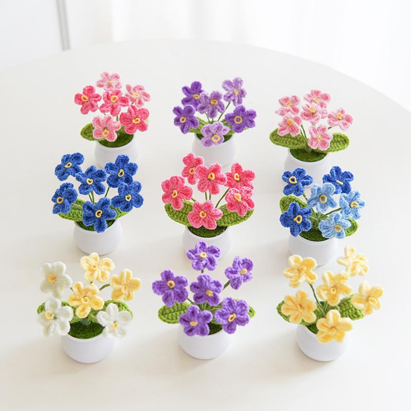 Handmade flowert simulated flower small potted plant home decoration ornament creative gift knitted flower