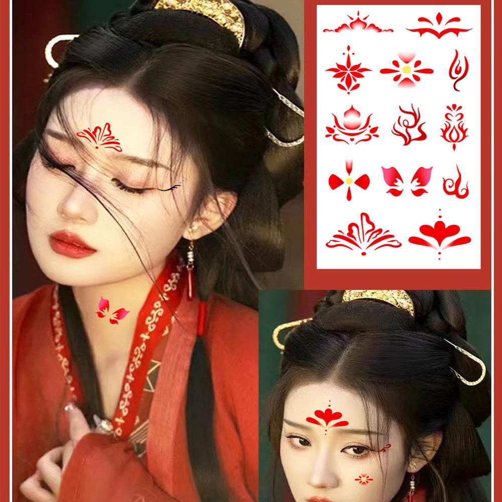 New Chinese Style Eyebrow Tattoo Stickers Waterproof Party Costume Party Gift Ancient Style Girl Face Stickers