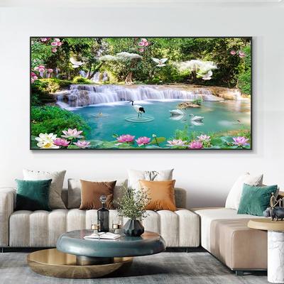 Abstrakte Schwan Wasserfall Lotus Leinwand Malerei Moderne Nordic Landschaft Wand Kunst Poster Und Drucke Für Wohnzimmer Wohnkultur