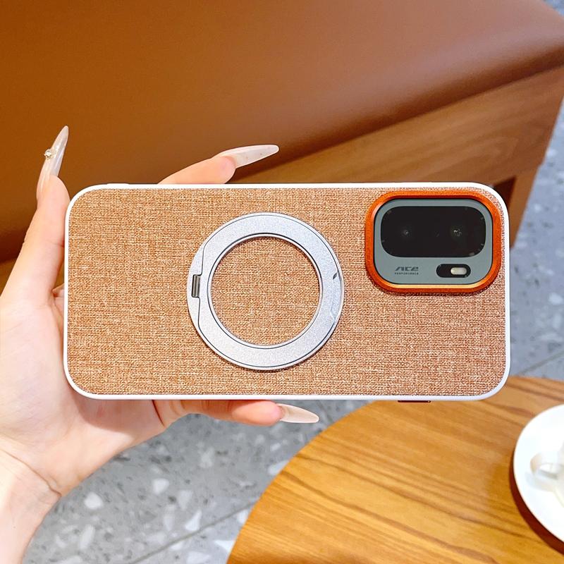 Premium Linen Fabric Case for OnePlus 15T 13 Ace6 Ace5 Pro Magnetic Rotating Stand Metal Buttons Full Body Lens Protection Cover