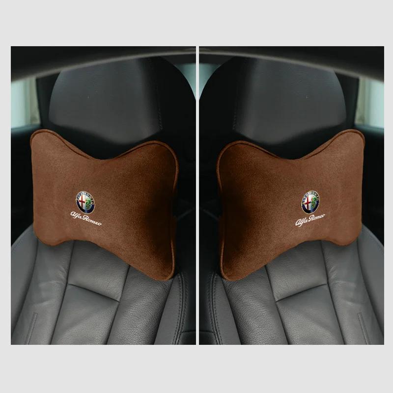Car Stickers For Alfa Romeo 1pc/2pcs Car Headrest Fur Neck Pillow Seat Head Cushion Pillow For Alfa Romeo Giulia Stelvio Giuliet