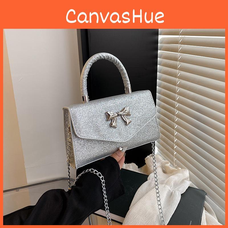 Gentle And Fashionable Bow And Shiny Single Shoulder Chain Bag For Daily Outings