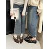 Fleece 2025 autumn and winter new hair super one-word button pointed flat-soled cotton shoes hair shoes flat-heeled single shoes women's shoes