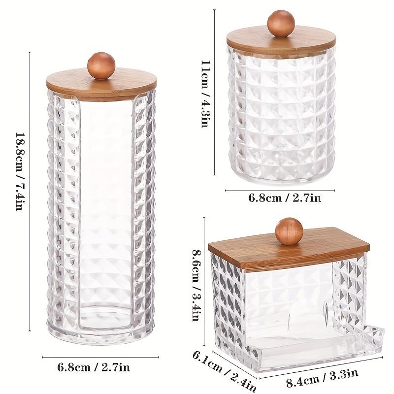 

3 шт. в упаковке держатель для ватных палочек диспенсер - прозрачные пластиковые аптекарские банки контейнеры для ванной комнаты набор аксессуаров для хранения ватных палочек, шариков