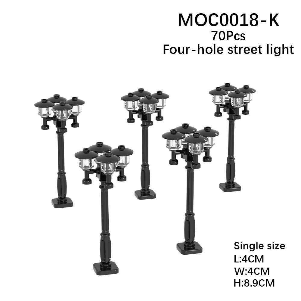 MOC DIY Accessori Parti Piastra Scena Città Blocchi da Costruzione Tronco d'Albero Recinzione Ringhiera Lampione Stradale Semaforo Base Giocattolo A037