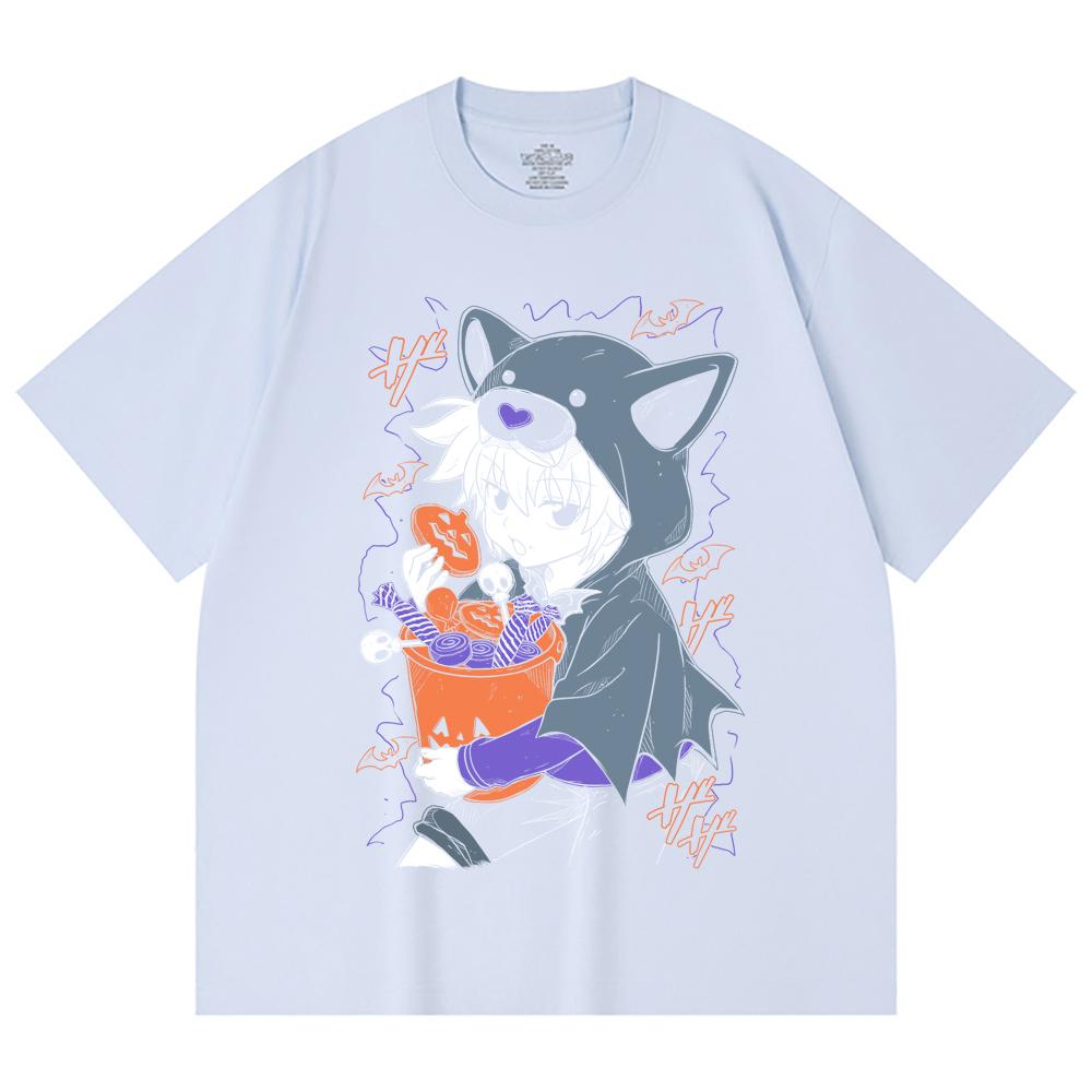 230 Gsm 100% Cotton HXH V10 Killua Halloween Print Unisex Heavy Cotton T Shirt