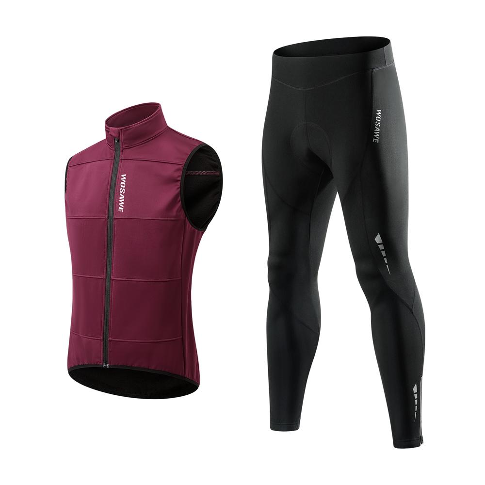 Wosawe Jesienne polarowe kombinezony rowerowe Softshell kolarski bezrękawnik i spodnie Outdoor Sport Odzież rowerowa