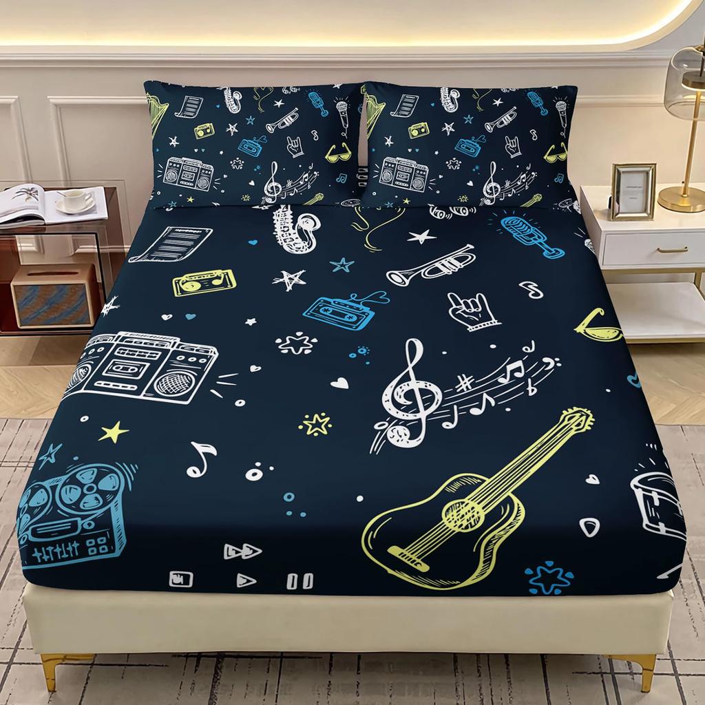 Math Galaxy Cartoon Planet Pattern Sheet Three-Piece Digital Printing Bedding Boys Girls