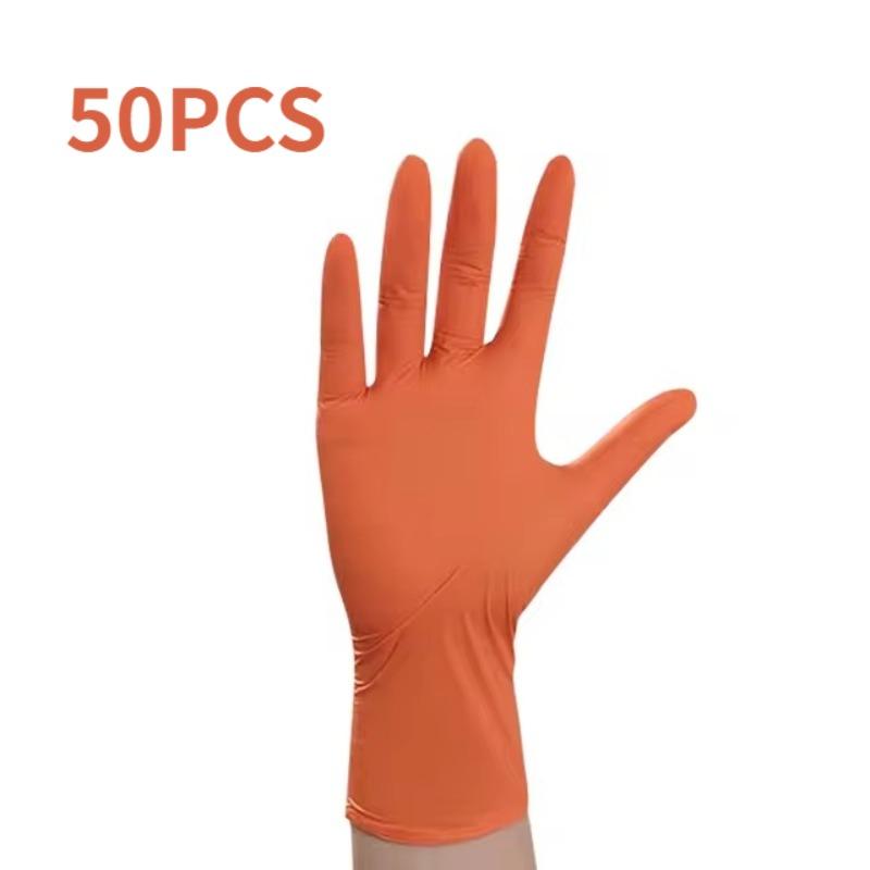 

50/100 шт оранжевые одноразовые нитриловые перчатки бытовые кухонные чистящие средства для мытья посуды маникюра окрашивания волос татуировок чистящие инструменты S