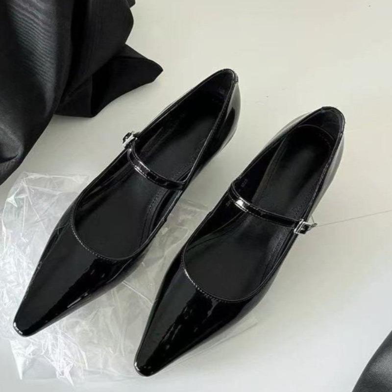 Chaussures pour Femmes Rétro Printemps et Automne Nouvelle Mode Polyvalentes Bout Pointu Ouverture Peu Profonde Une Sangle Tempérament Chaussures à Petit Talon