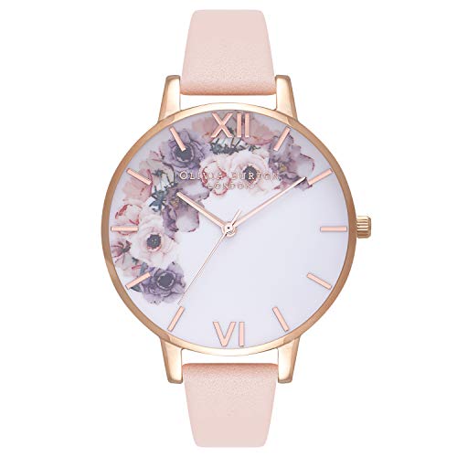 Olivia Burton Watercolor Floral Pattern White Dial Women s Watch OB16PP30, White