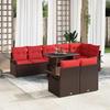 9 piece brown garden sofa set with cushions
