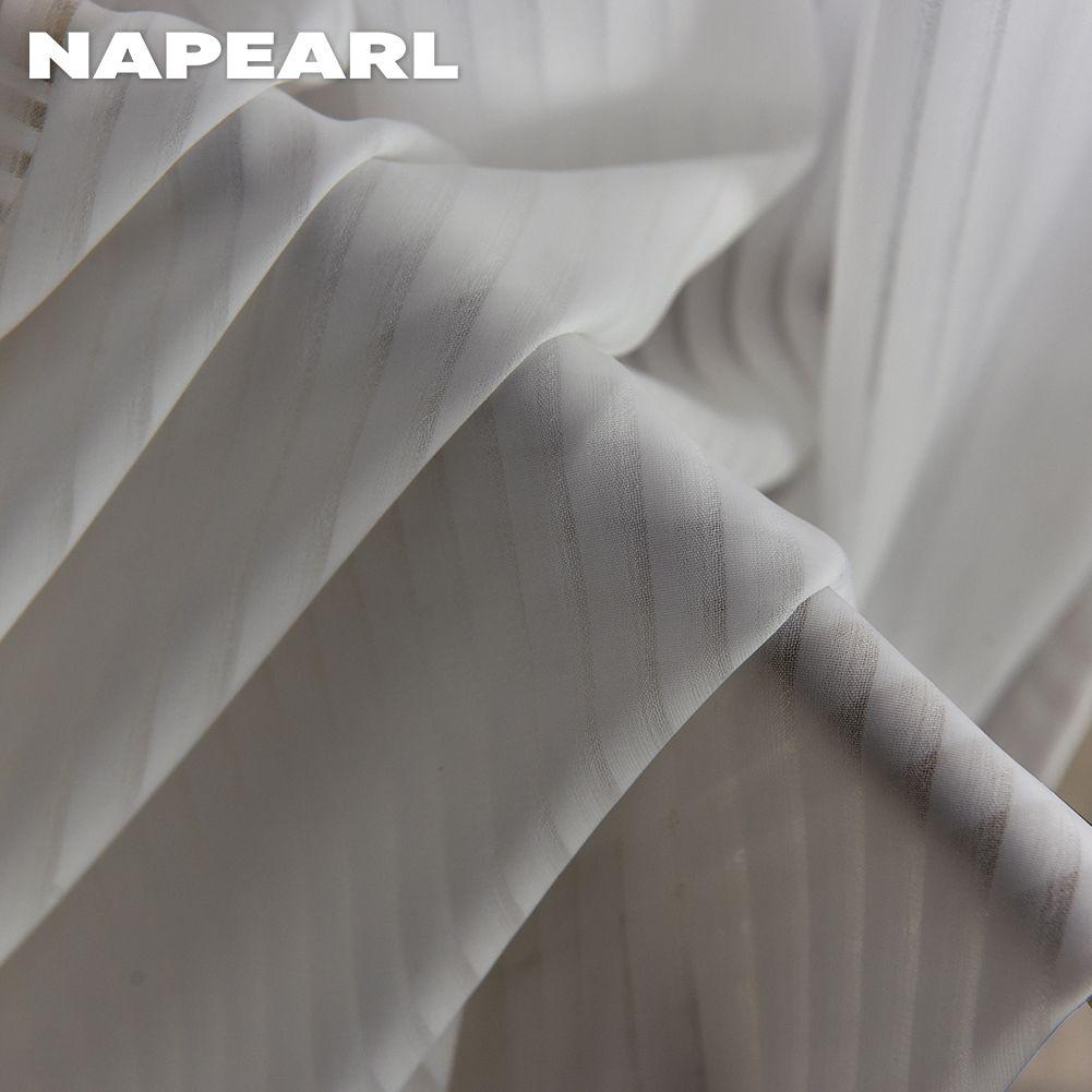 1PC NAPEARL Fabric Upgrade Solid Color Stripe White Tulle Curtain Warm Sheer For Bedroom Living Home Window Decoration