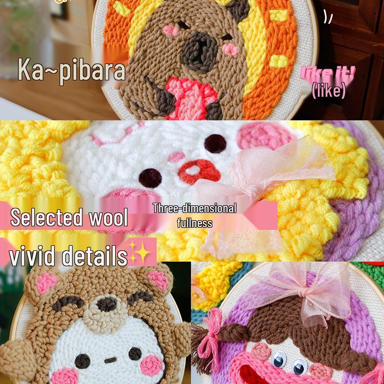 DIY Russian Punch Needle Kit: Couple Ornament Wool Painting Set