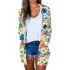 Dam Casual Mode Blommig Tryck Långärmad Mellanlång Kofta Jacka