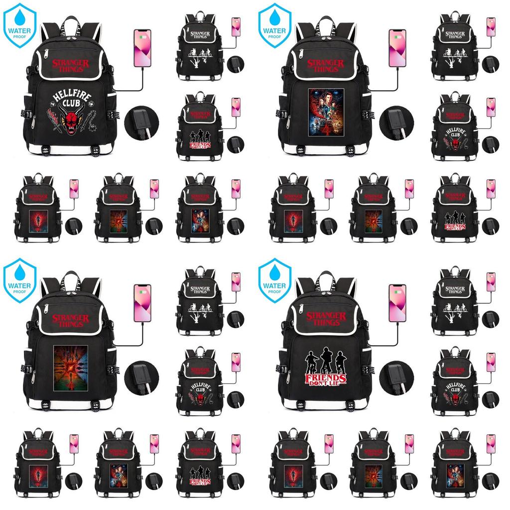 Mochila Impermeable Stranger Things 4 Perfecta Para Estudiantes Y Adultos Con Gran Capacidad Y Función Recargable USB