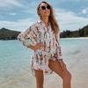 Hemd Locker Langarm Bikini Bluse Meeresurlaub Badeanzug Sonnenschutz Strickjacke Damen