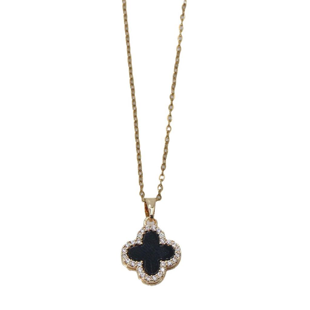 Necklace Does Not Fade Women's Summer Double-sided Four-leaf Clover Necklace Women's Fashion High-end Temperament Necklace Light Luxury Collarbone