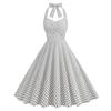 2023 Retro Polka Dot Halter Neck Backless Waist-Cinched Flare Skirt